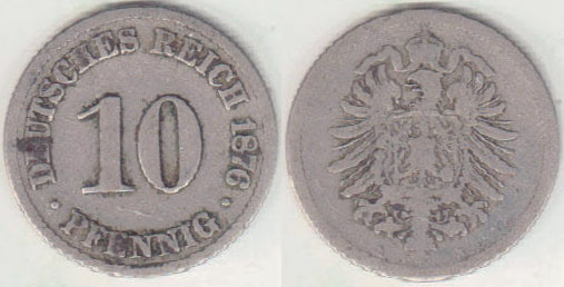1876 B Germany 10 Pfennig A008520